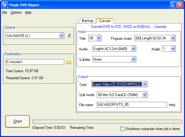 Convert DVD to SVCD with Magic DVD Ripper